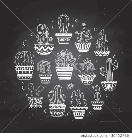 Cute hand drawn vector cactuse set Cute hand drawn vector cactuse set 30452786
