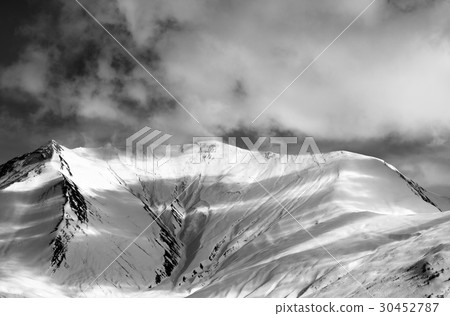 Black and white view on off-piste snow slope Black and white view on off-piste snow slope 30452787