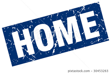 square grunge blue home stamp 30453263