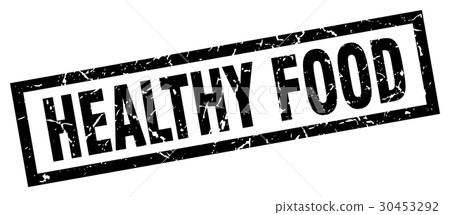 square grunge black healthy food stamp - Stock Illustration [30453292 ...