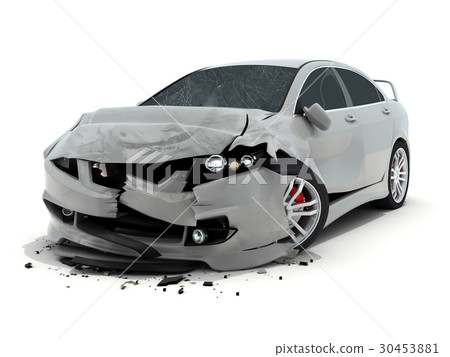 Car accident on white background 30453881