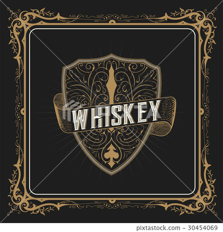 Whiskey label with old frames Whiskey label with old frames 30454069