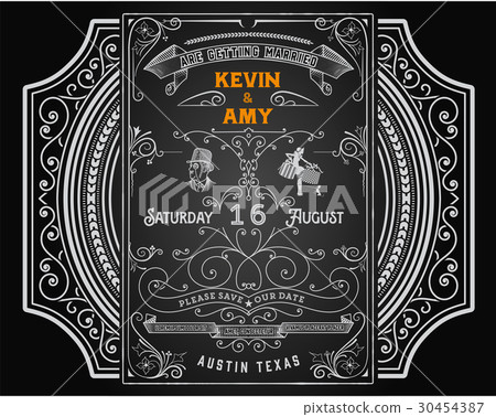 Wedding invitation vintage card. Wedding invitation vintage card. 30454387