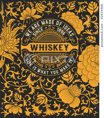 Floral background with whiskey logo 30454466