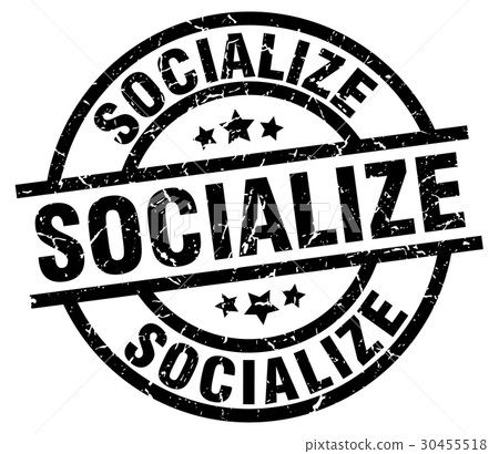 socialize round grunge black stamp 30455518