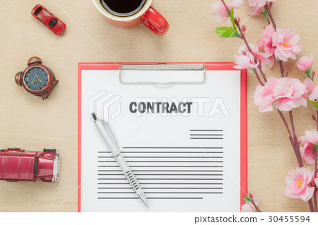 Top view business contract form. Top view business contract form. 30455594