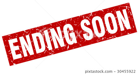 square grunge red ending soon stamp 30455922