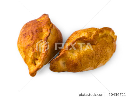 Two Small pies with stuffing pn white background. Two Small pies with stuffing pn white background. 30456721