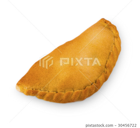 Yellow Patty with  stuffing on white background. 30456722