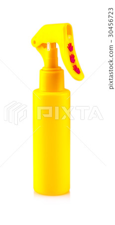 yellow plastic spray bottle isolated on white 30456723