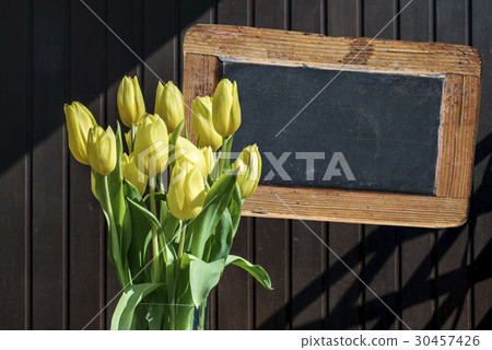 Wooden chalkboard copyspace Sign beautiful yellow 30457426