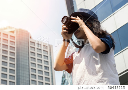 asian girl take photo in city asian girl take photo in city 30458215