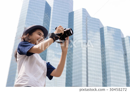 asian girl take photo in city asian girl take photo in city 30458272