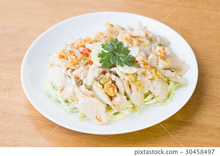 Boiled Pork with Lime Garlic and Chili Sauce 30458497