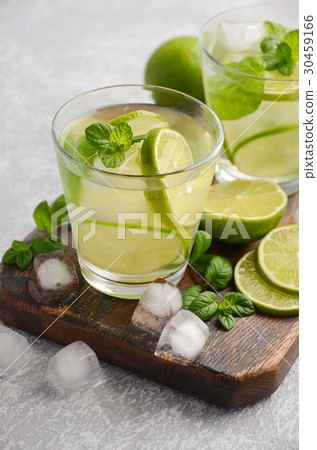 Summer refreshing drink with lime and mint 30459166