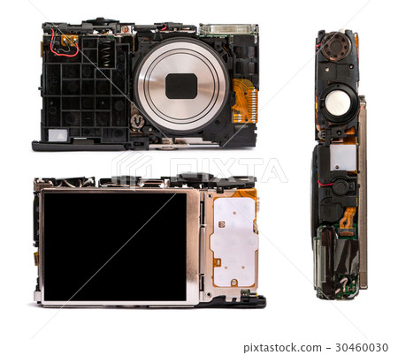 Disassembled digital camera from different angles. Disassembled digital camera from different angles. 30460030
