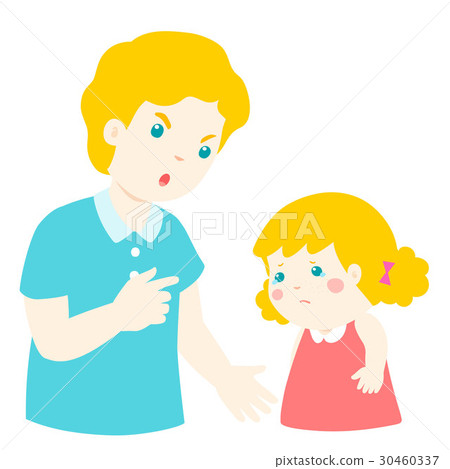 Father scolds his daughter cartoon vector. 30460337