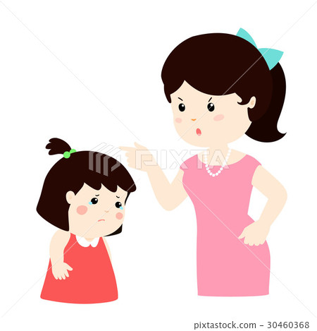 Mother scolds her daughter cartoon vector. Mother scolds her daughter cartoon vector. 30460368