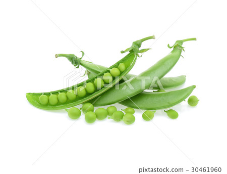 Fresh green pea pod isolated on white background 30461960