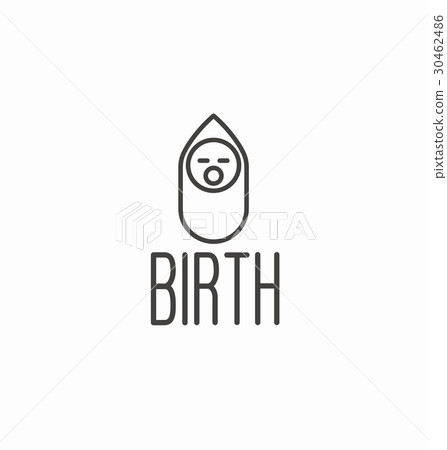 Newborn baby icon in thin line style. 30462486