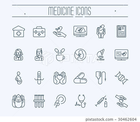 Set of thin line icons. Medicine and heathcare. 30462604