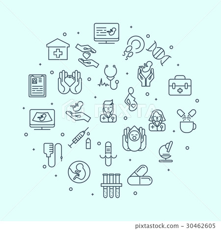 Set of thin line icons. Medicine and heathcare. 30462605