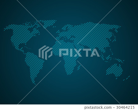 Striped world map. Blue led light futuristic 30464215