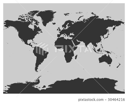 Map of World dark grey vector silhouette. High 30464216
