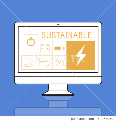 Illustration of energy saving sustainability power generation on computer 30466960