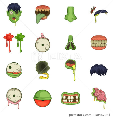 Zombie parts icons set, cartoon style Zombie parts icons set, cartoon style 30467081