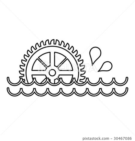 Old water wheel icon, outline style Old water wheel icon, outline style 30467086