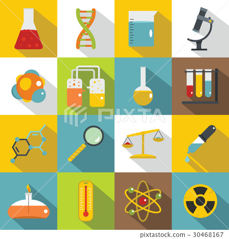 Chemical laboratory icons set, flat style 30468167