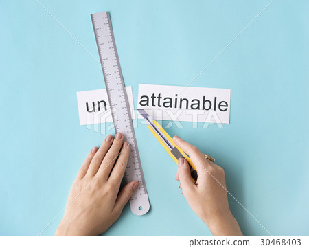 Unreachable Unattainable Hand Cut Words Split Concept 30468403