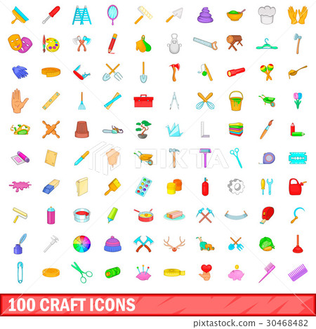 100 craft icons set, cartoon style 100 craft icons set, cartoon style 30468482