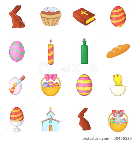 Easter icons set, cartoon style Easter icons set, cartoon style 30468526