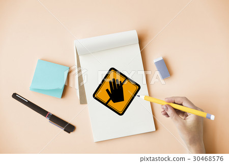 Stop No Caution Warning Sign 30468576