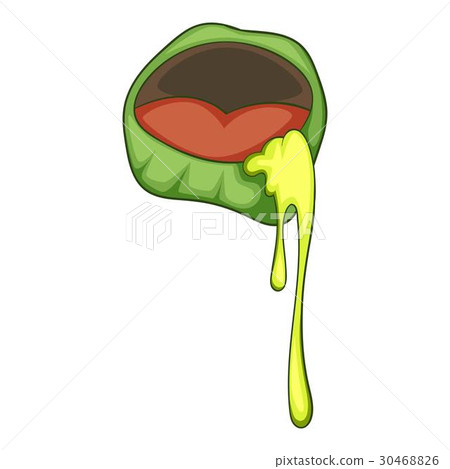 Zombie mouth with mucus icon, cartoon style 30468826