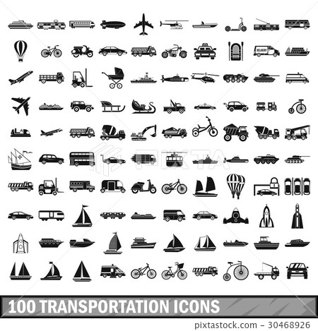 100 transportation icons set in simple style 30468926