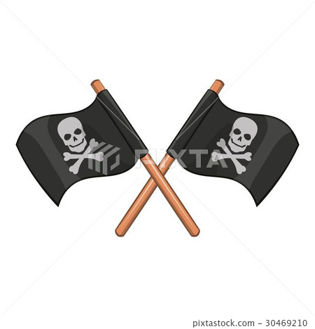 Crossed pirate flags icon, cartoon style 30469210