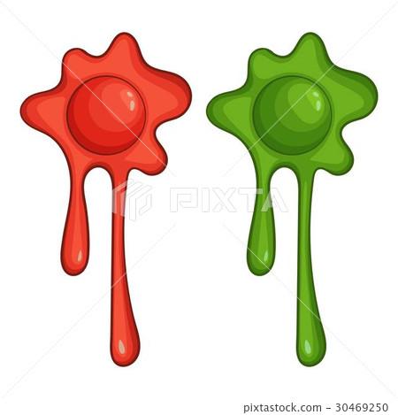 Red and green slime spot icon, cartoon style 30469250