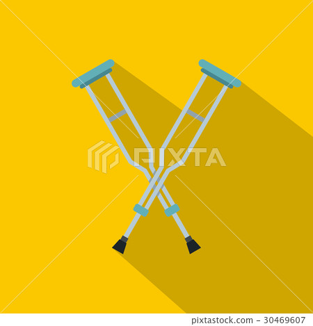 Crutches icon, flat style 30469607