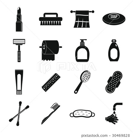 Hygiene tools icons set, simple style Hygiene tools icons set, simple style 30469828