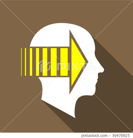 Thinking brain icon, flat style 30470025