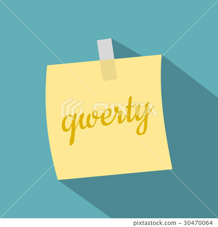 Yellow sheet of paper for notes icon, flat style 30470064