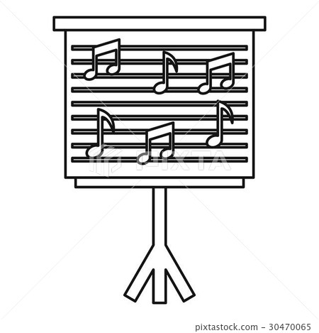 Musical notes on stand icon, outline style Musical notes on stand icon, outline style 30470065