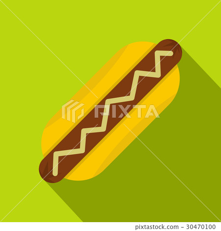 Hot dog with mustard icon, flat style 30470100
