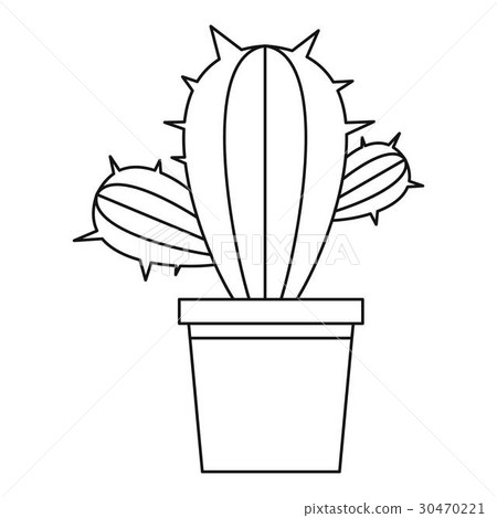插图素材: cactus plant icon, outline style