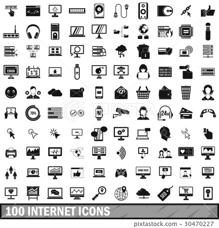 100 internet icons set in simple style 100 internet icons set in simple style 30470227