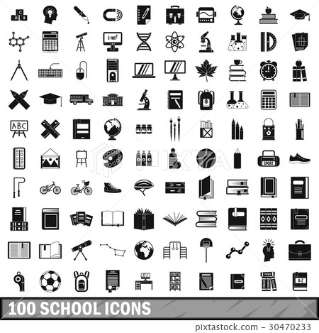 100 school icons set in simple style 100 school icons set in simple style 30470233