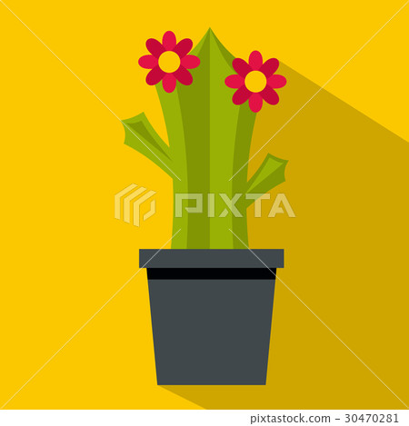 Cactus with flowers icon, flat style Cactus with flowers icon, flat style 30470281